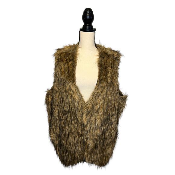 NWT Chelsea & Theodore Faux Fur Vest Womens Size 3X Brown Combo Lined Layering - Picture 4 of 7